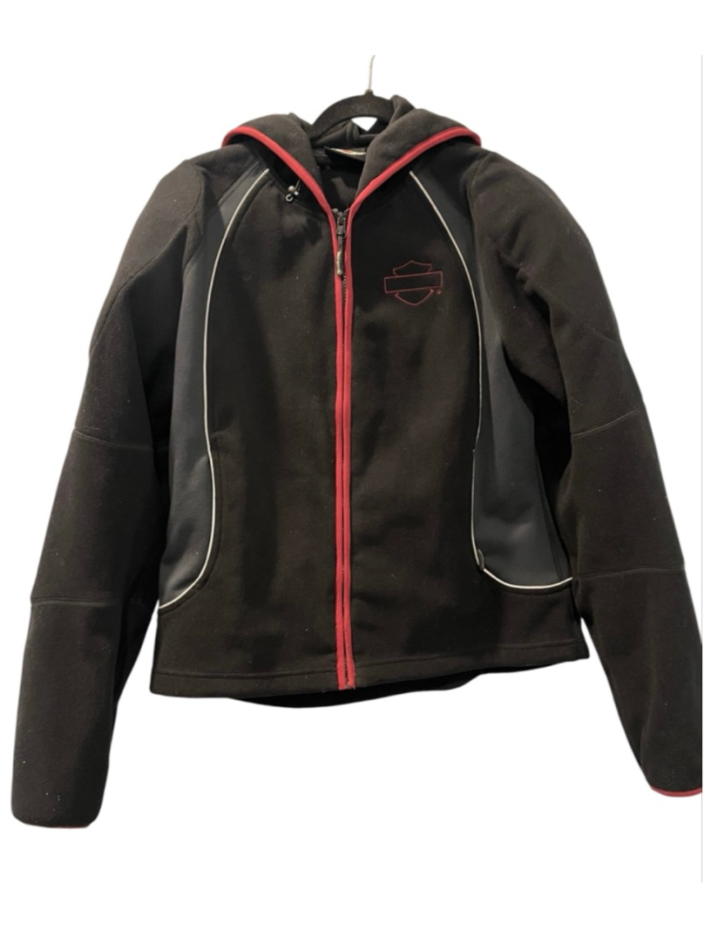 Harley Davidson Womens Fleece Reflective Hooded Racing Jacket Padding Size Large